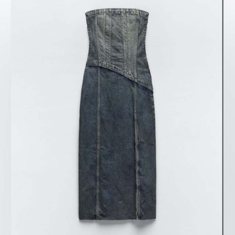 Zara halted denim split dress - Picture 3 of 9